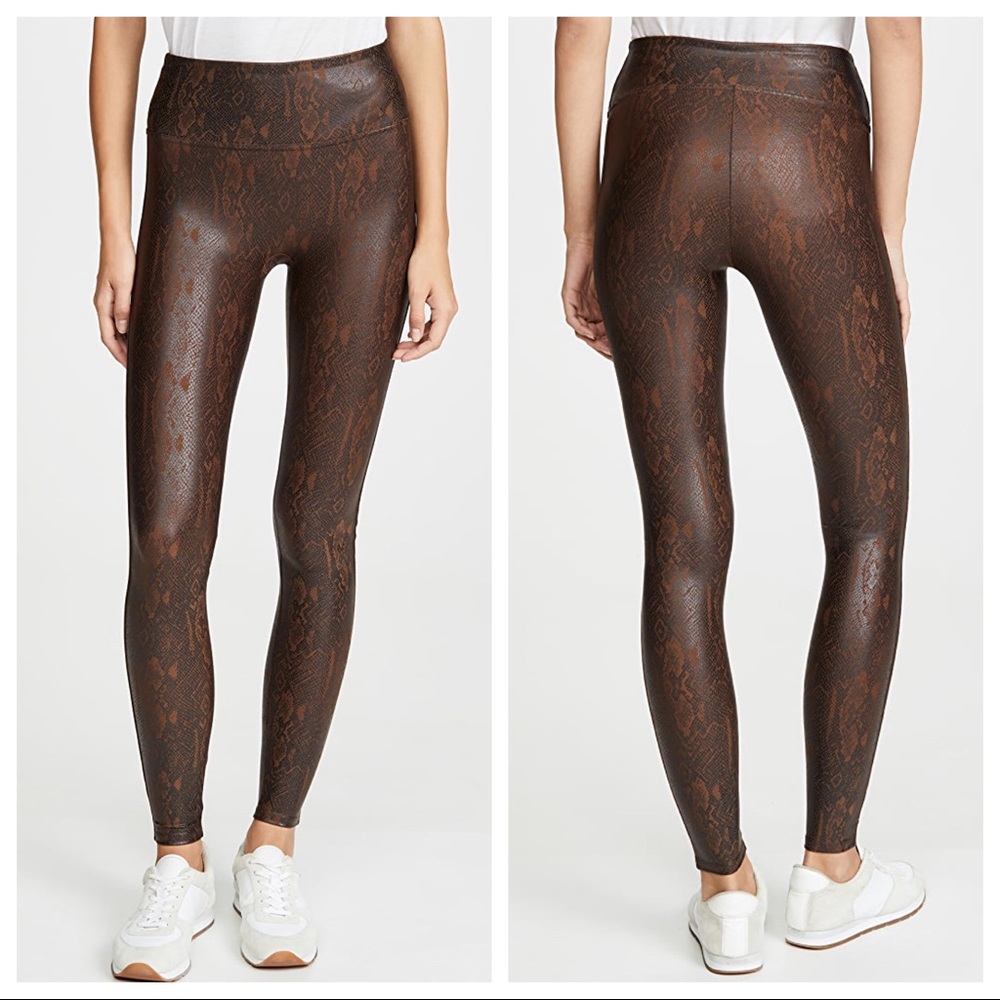 { SPANX } Snakeskin Brown Faux Leather Leggings